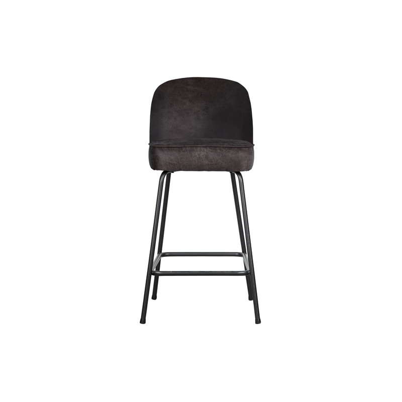 Upholstered Counter Stool with Metal Frame, Black