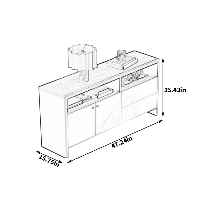 Home Use High-End Sideboard, 35.43" H x 47.24" W x 15.75" D