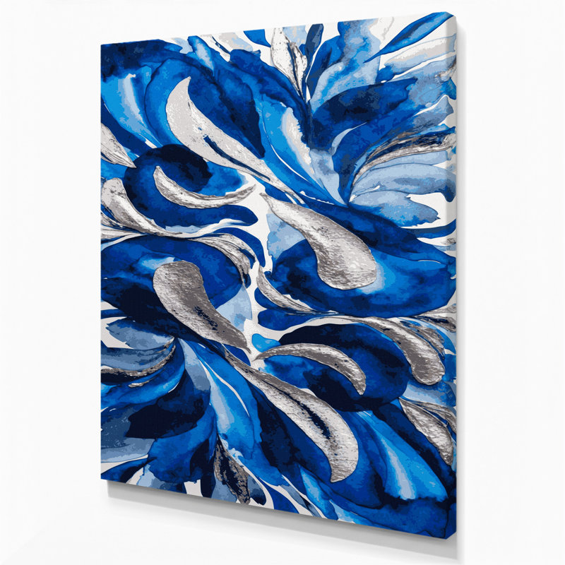 Abstrait aquarelle 13, art mural bleu sur toile, H 10 po x l 8 po