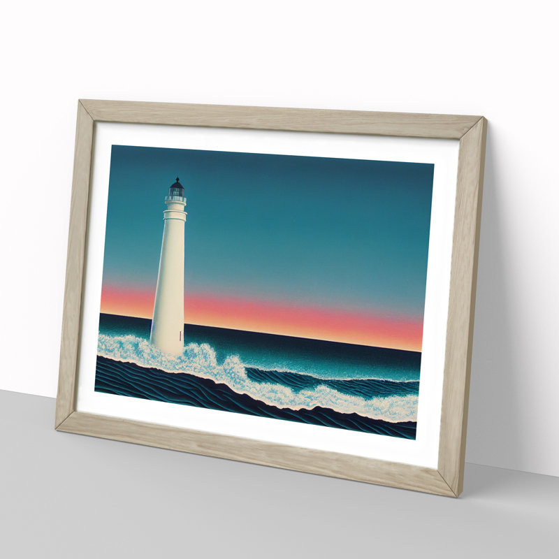 Special Lighthouse - Framed Print, 46cm H x 64cm W, Oak Frame