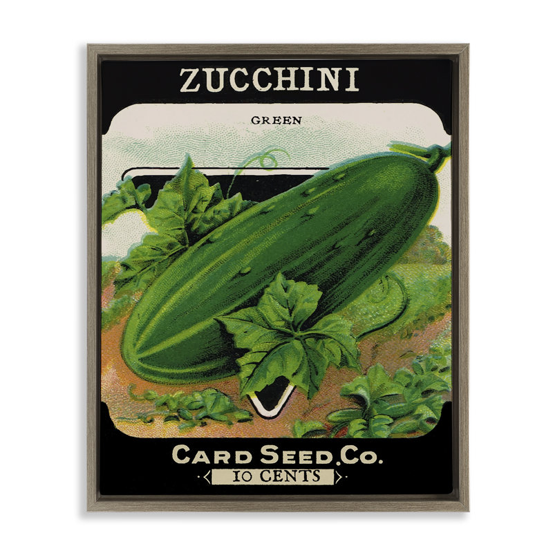 Cadre flottant vintage avec courgettes de jardin, design par Lil 'Rue, H 31 po x l 25 po, Cadre flottant orme Montalcino