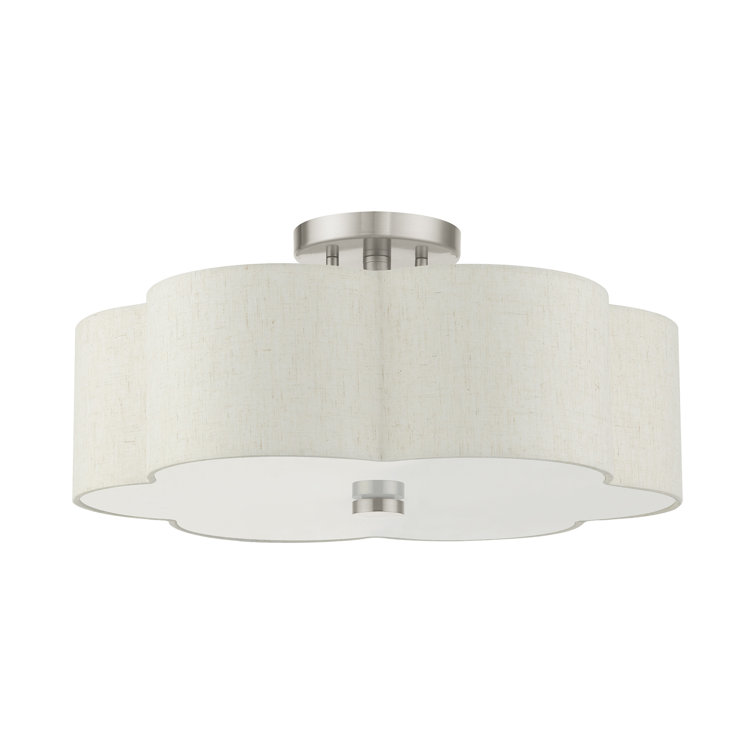 Copper 3 Light Linen Blend Semi Flush Mount