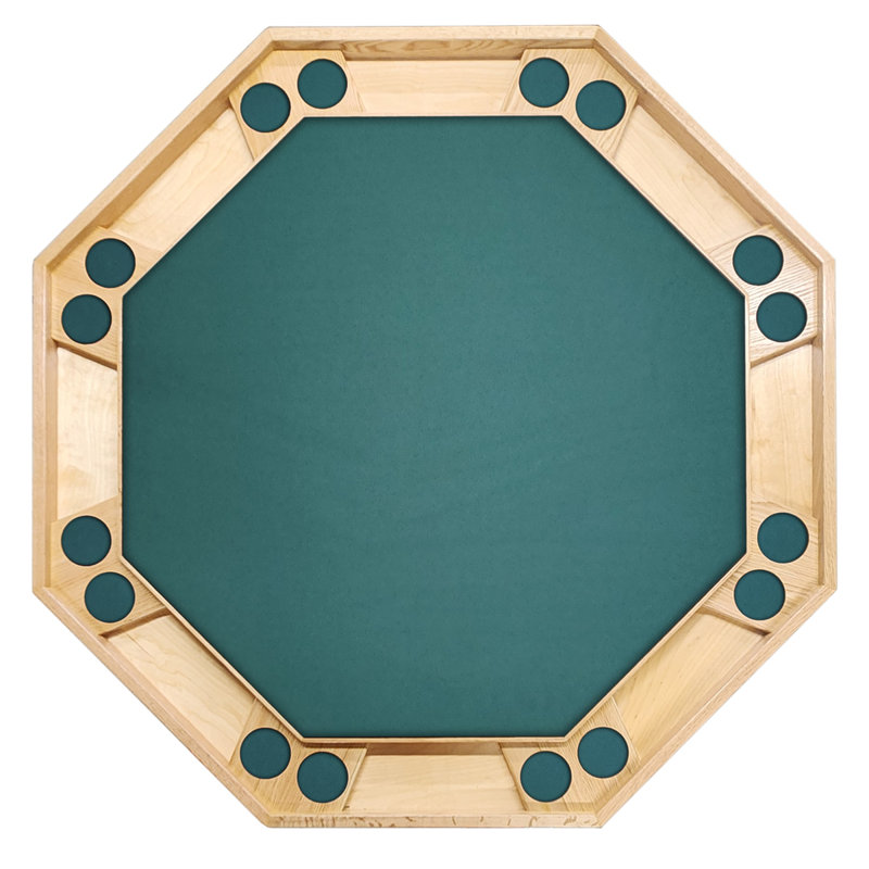 Table de poker 52 po 52 pieds, Naturel, Feutre vert bouteille