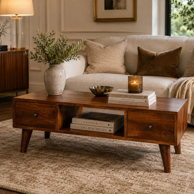 Wittel Solid Wood Four Leg Coffee Table with Storage
