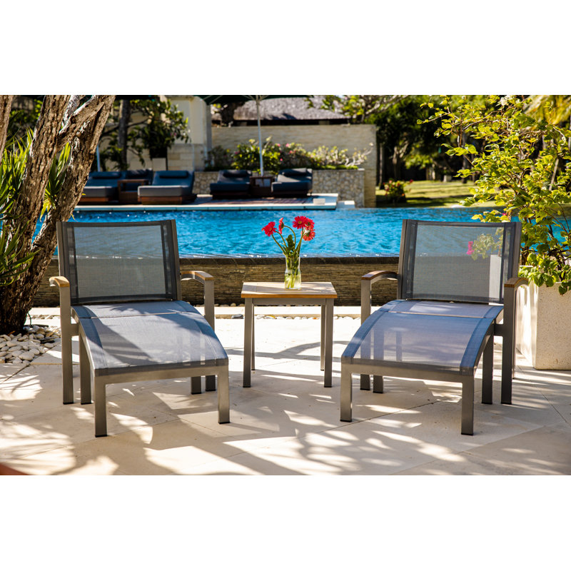 Soho 20" Teak Aluminum Outdoor Tall Square Side Table, Silver