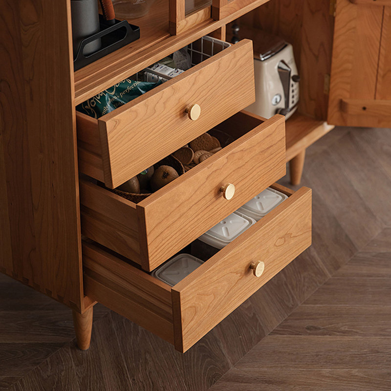 Armoire d'appoint en bois massif, Fauve clair