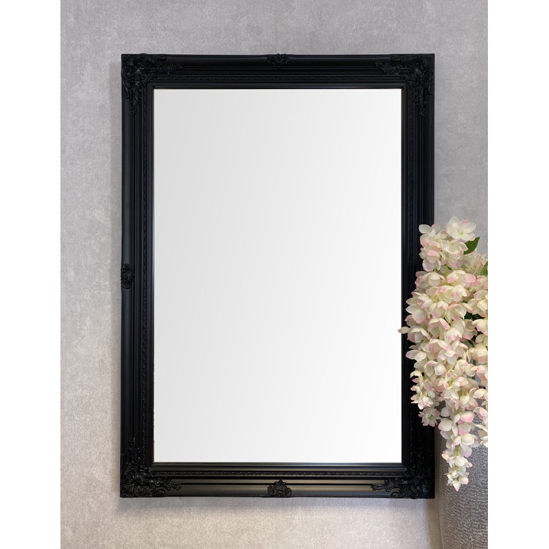 Blanche Solid Wood Framed Wall Mounted Accent Mirror, Black
