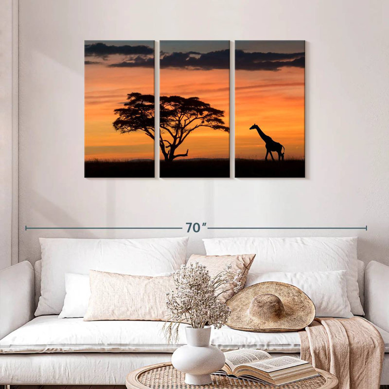 Alvord Masai Mara Giraffe au coucher du soleil, H 28 po x l 45 po