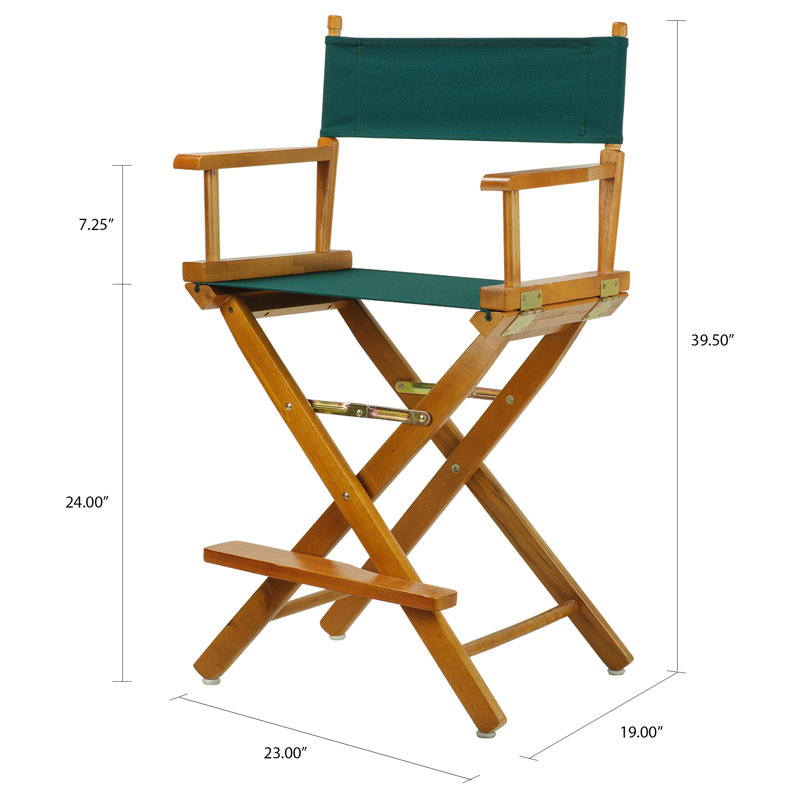 Chaise de réalisateur pliante 24 po, Naturel, Vert forêt