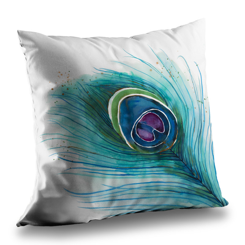Peacock Feather Closeup – Throw Pillow Cover Only, Double-Sided Print, Insert Not Included
