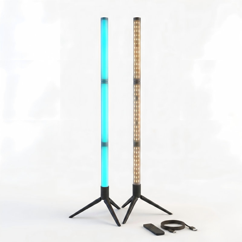 Daybetter Smart Rgbic Corner Floor Lamp With Music Sync - 40" Tall Led Color Changing Mood Lighting, Remote & App Control, Battery Powered (black, 1-pack)