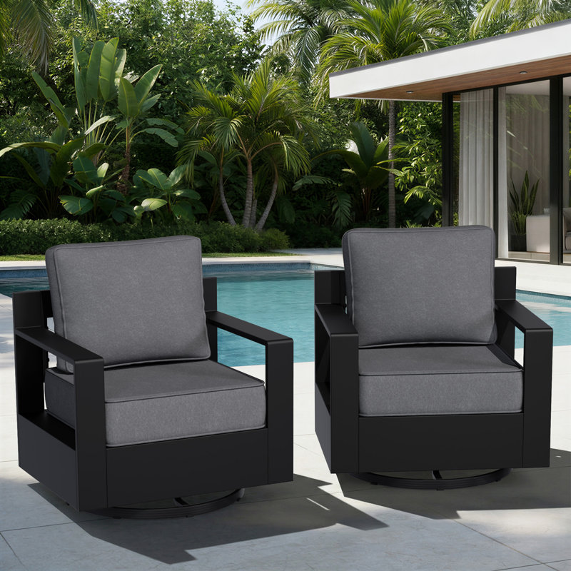 Ensemble de 2 fauteuils pivotants en aluminium Oneita, Gris