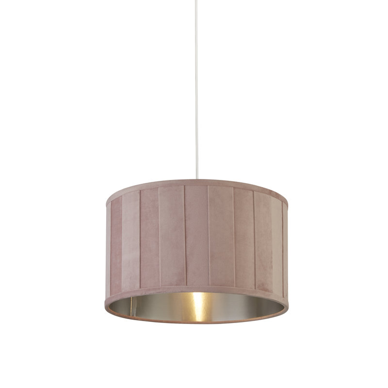 24cm H Faux Velvet Drum Pendant Shade ( Uno ), Pink
