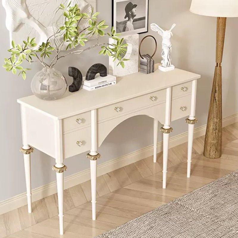 Console de style européen simple et moderne, H 31,5 po x l 47,2 po x P 13,8 po, Crème