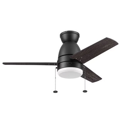 Ventilateur de plafond 44 po avec lumière, télécommande et 3 pales, noir / châtaigne Prominthe Home Fawn