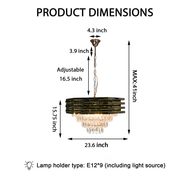 9-light Tiered Dimmable Crystal Chandelier  