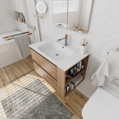 Meuble-lavabo mural avec lavabo en gel