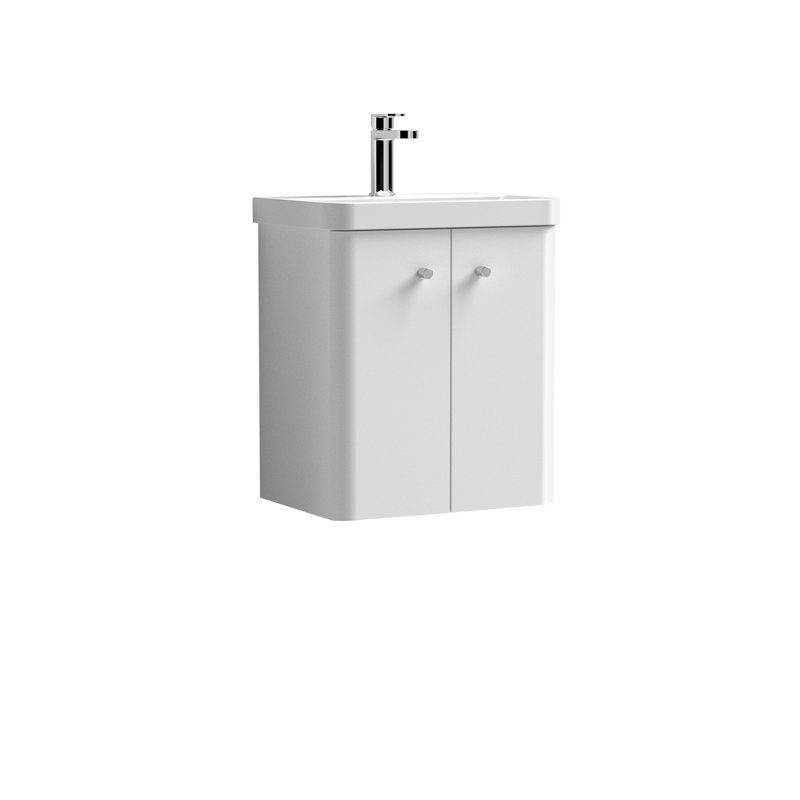 Core 505mm Single Bathroom Vanity with Drop In Basin, Gloss White