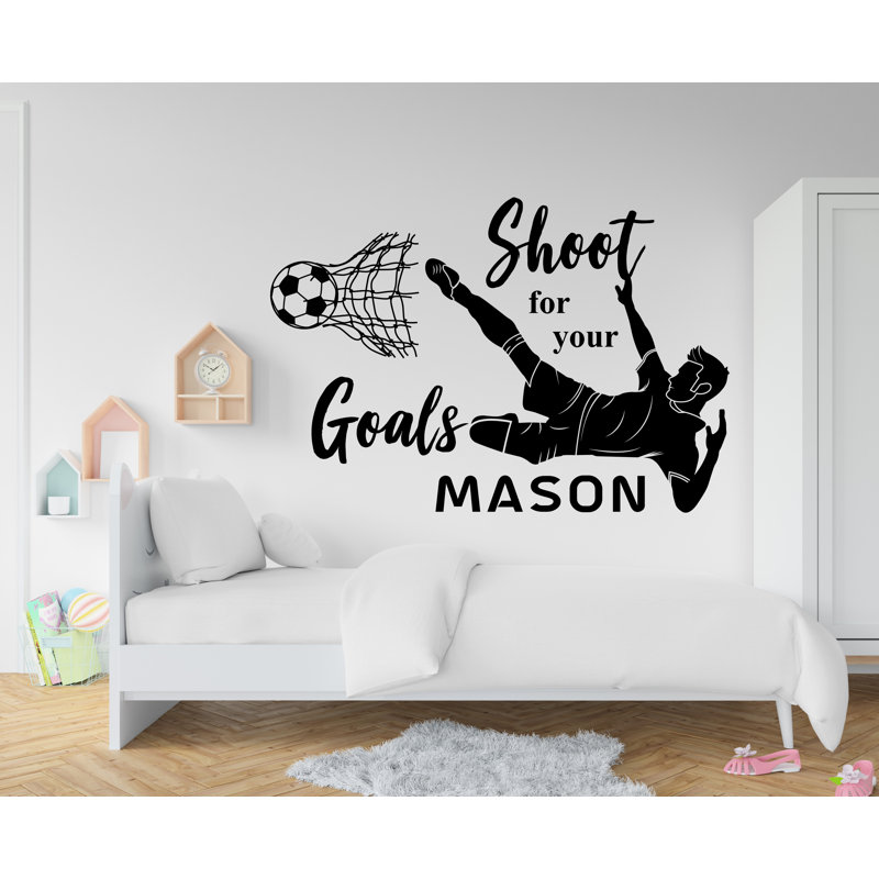 Décoration murale soccer, vinyle adhésif sport, H 72 po x l 50 po, Noir mat