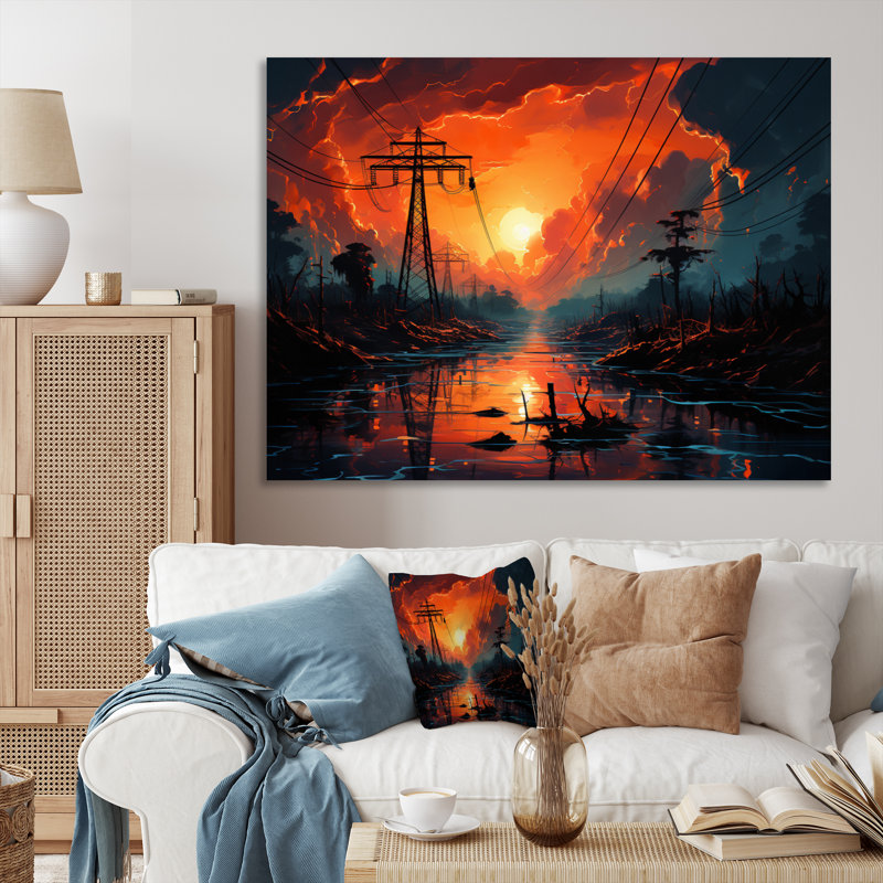 «Power Lines Ethereal Connections II», reproduction sur toile, Toile tendue, H 12 po x l 20 po x P 1 po
