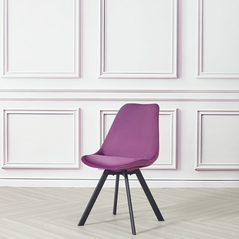 4 Rivas Velvet Upholstered Dining Chairs, Purple, 1