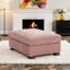 Repose-pieds rembourré carré en velours côtelé rose avec pieds en bois massif, partie modulaire simple pour canapé modulaire-301973243-301973241