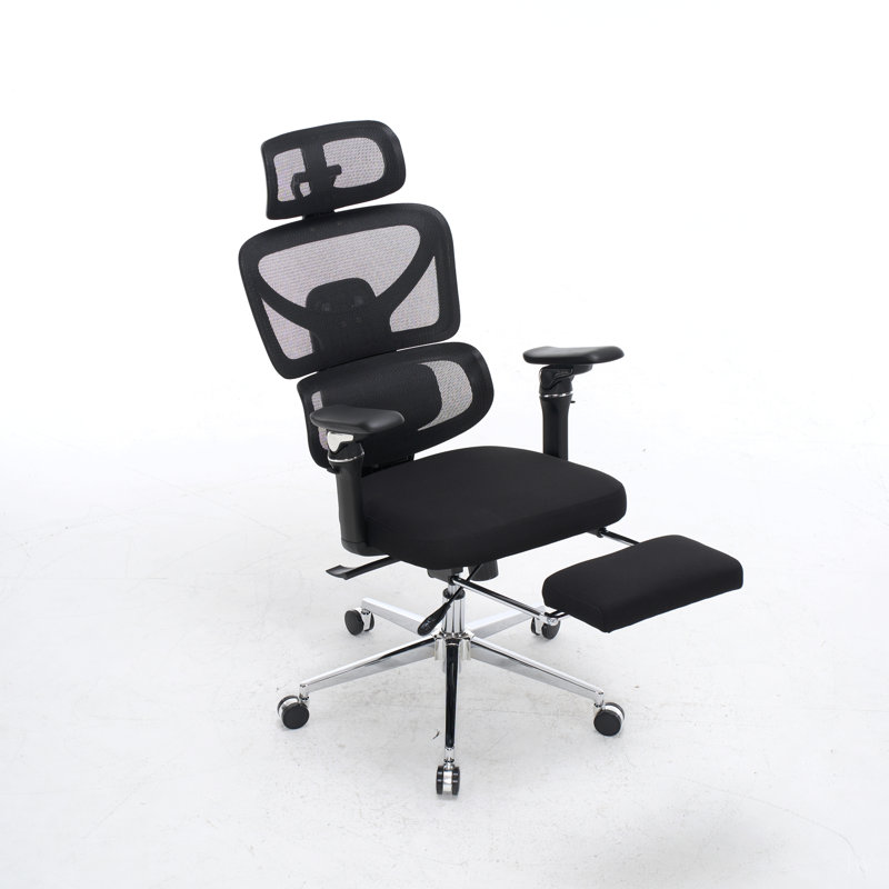Fauteuil de bureau ergonomique avec support lombaire à massage, appui-tête 4D et accoudoirs 5D, dossier réglable haut et profondeur d'assise