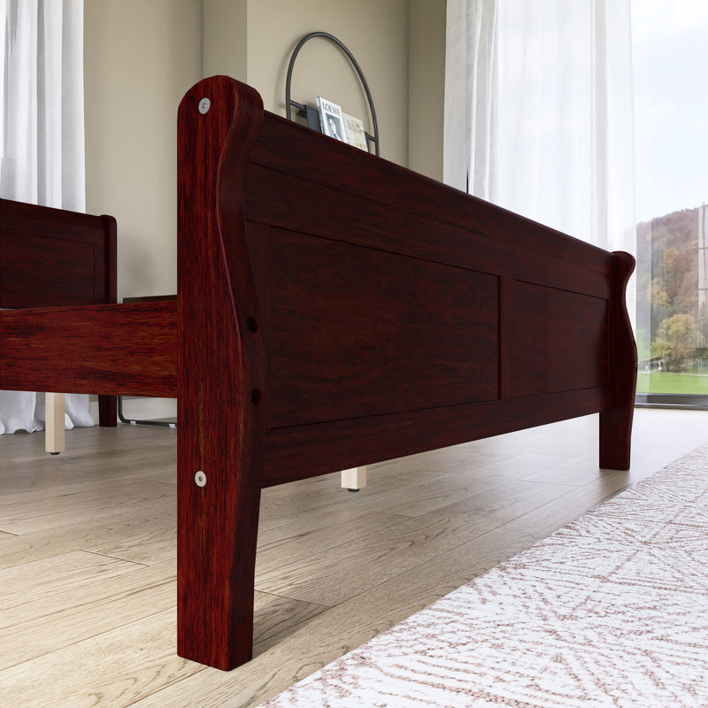 Lit plateforme en bois avec tête de lit, Espresso, Grand lit