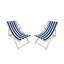 Chaise longue pliante Populus Wood Blue Stripe
