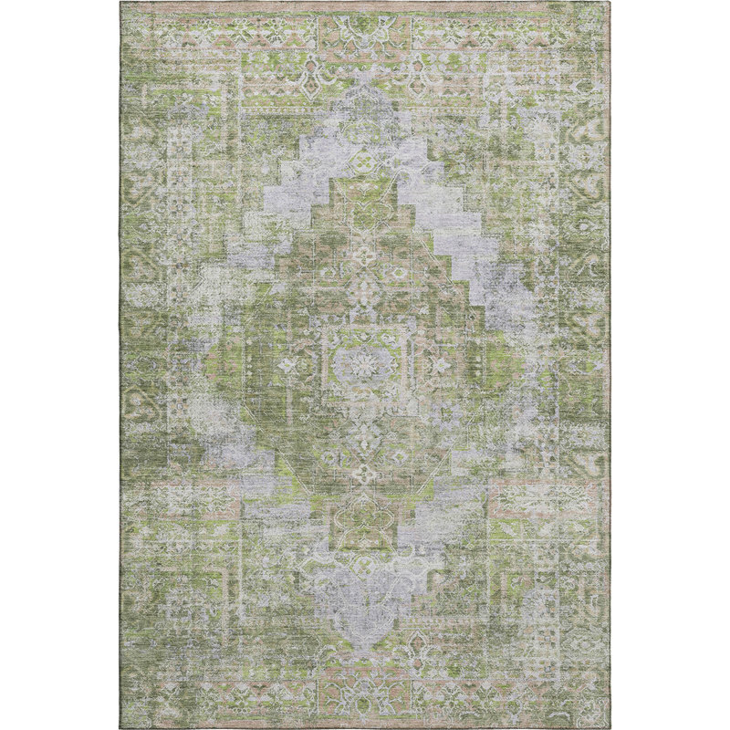 Premium Machine Washable Mayfield AMF2140 global Rug, 8' x 10', Aloe