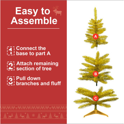 Arbre de Noël 4 pi avec 50 lumières UL et 122 pointes en PVC