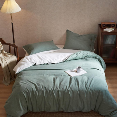 Ensemble de housse de couette réversible en coton délavé 3 pièces