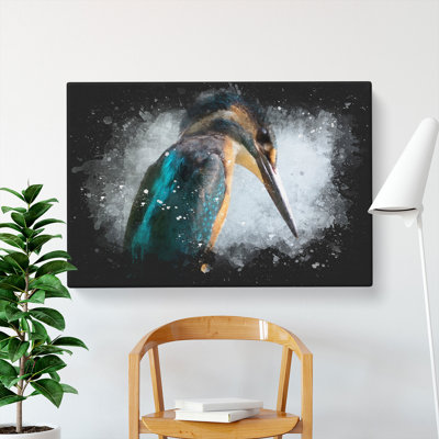 Kingfisher Bird Vol.1 Paint Splash - Wrapped Canvas