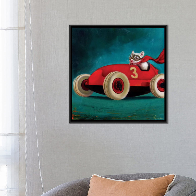 « speed racer », art sur toile, Toile avec cadre noir, H 5 po x l 18 po x P 18 po, Pas de tapis