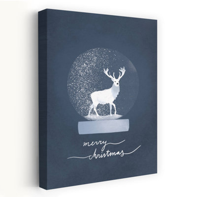 Snowglobe Deer Elegant Serene Tranquil Deer Winter Landscape Wall Art Print 1 Piece Wrapped Canvas Wall Art