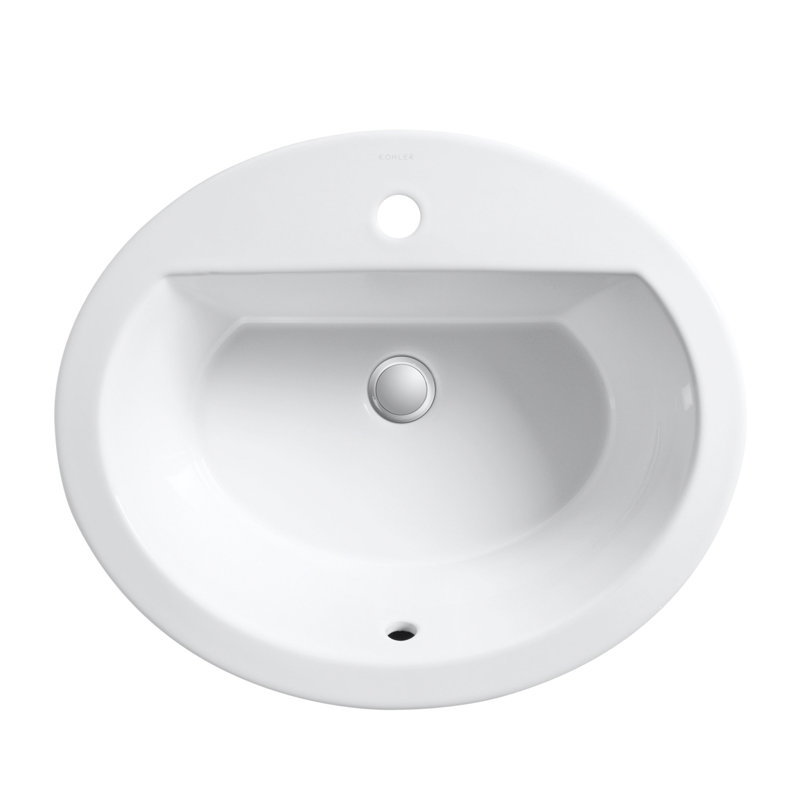 Bryant Ceramic Oval Drop-In Bathroom Sink with Overflow, Sandbar, Single