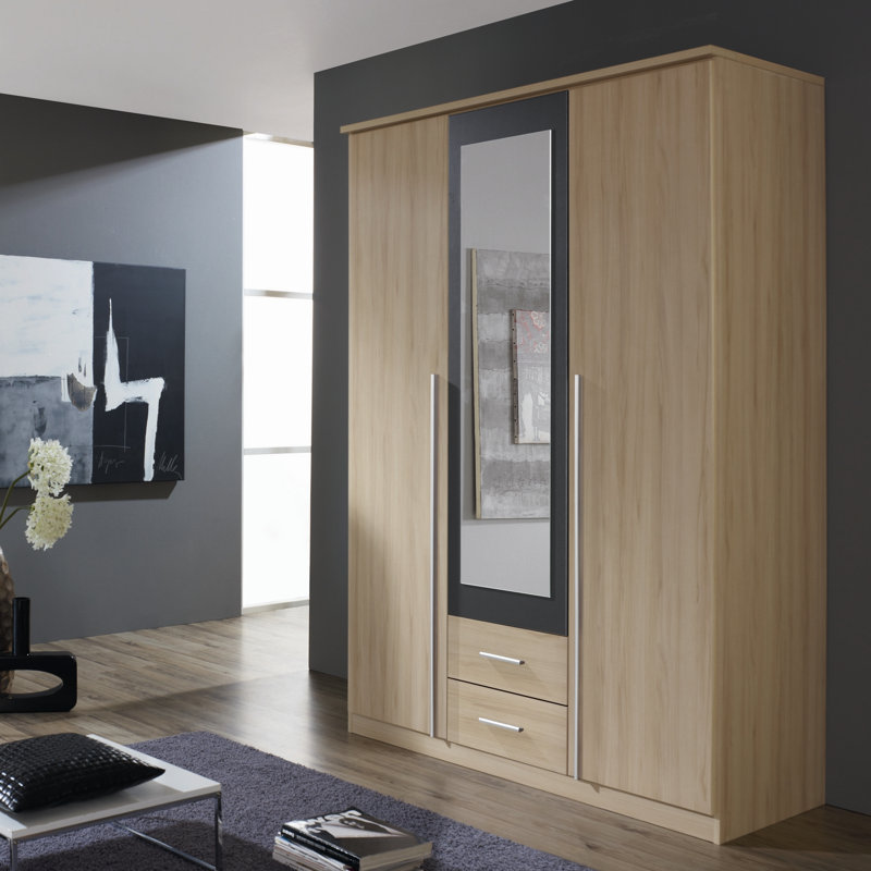 Krefeld 4 Door Wardrobe, 199cm H x 136cm W x 56cm D, Sonoma Oak/Alpine White
