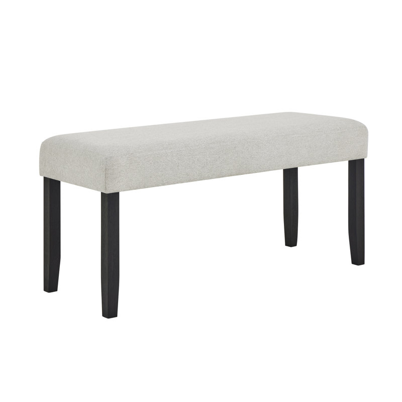 1Pc Contemporary Upholstered Dining Bench Light Gray Finish Dining Room Living Room Wooden Furniture Black Finish
