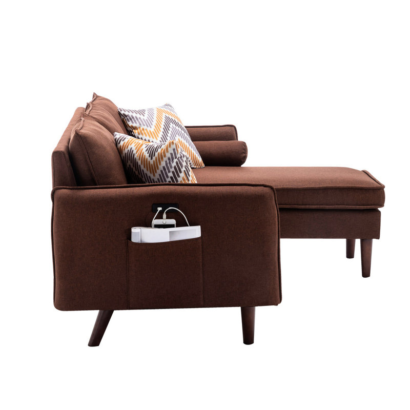 Canapé modulaire en lin avec profondeur d'assise de 20 po et coussins décoratifs 70 po