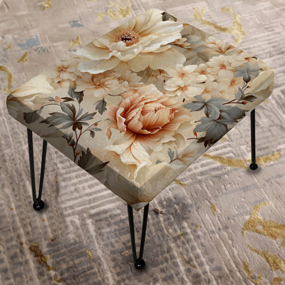 Ethereal Rococo Flourish Victorian Pattern - Floral Rectangle Ottoman