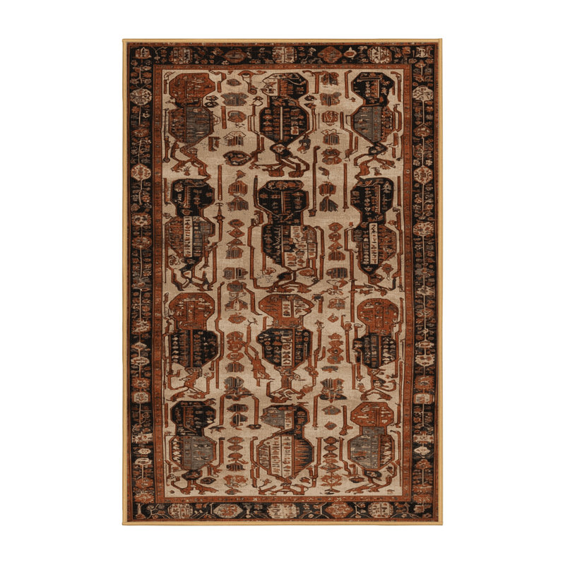 Tapis brun turc lavable à la machine, Rectangle 6 pi x 9 pi