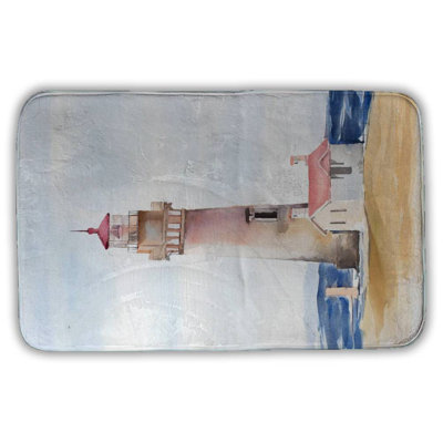 Oregons yaquina head lighthouse Bath Mat with Non-Slip Backing - Quick Dry Memory Foam Bathroom Rug - Absorbent - Modern Plush Spa-Style - Machine Washable