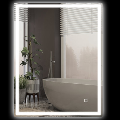 Miroir de salle de bain à intensité variable 36 "X 28" avec lumières, 3 couleurs Hogcom