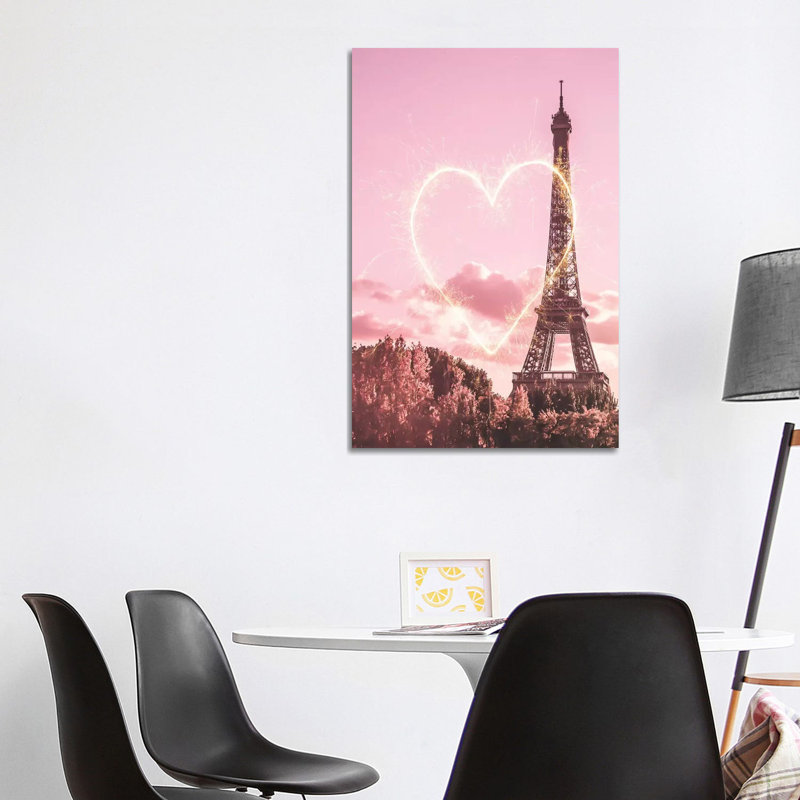 Paris Heart - Print on Canvas, 101.6cm H x 66.04cm W x 3.81cm D, Wrapped Canvas