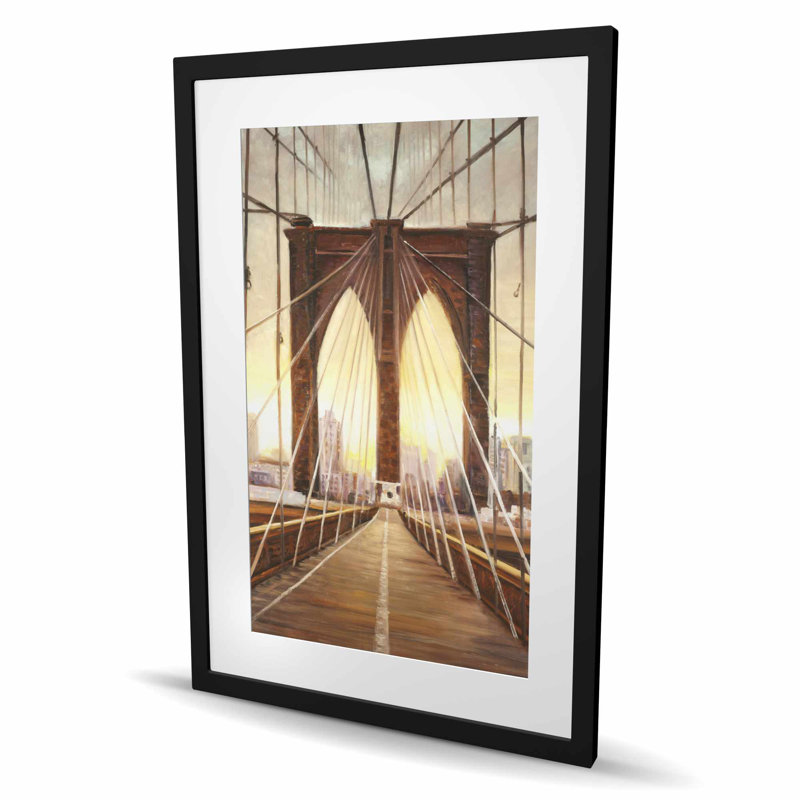 Sunset on the Brooklyn Bridge | Framed Matted Print Decor