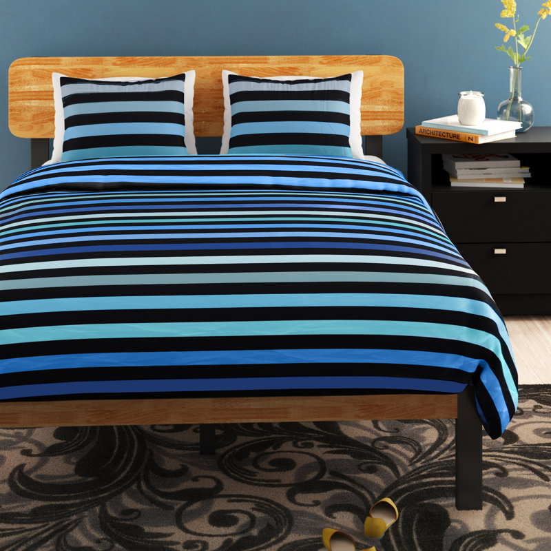 Holvens Striped Duvet Cover Set with Pillowcases, Ochre, Single - 1 Standard Pillowcase