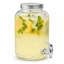 4L Ribbed Glass Beverage Dispenser with Tap and Stainless Steel Lid