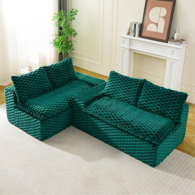Luxury Green Turtle Velvet Multifunctional Sofa - Arrangeable in Single Row,Side-by-Side or Facing Each Other,Stylish Living Room Furniture for Cozy Home Decor