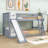 Twin Over Twin Wooden Bunk Bed With Reversible Ladder And Slide, Full-Length Guardrails-2047982960
