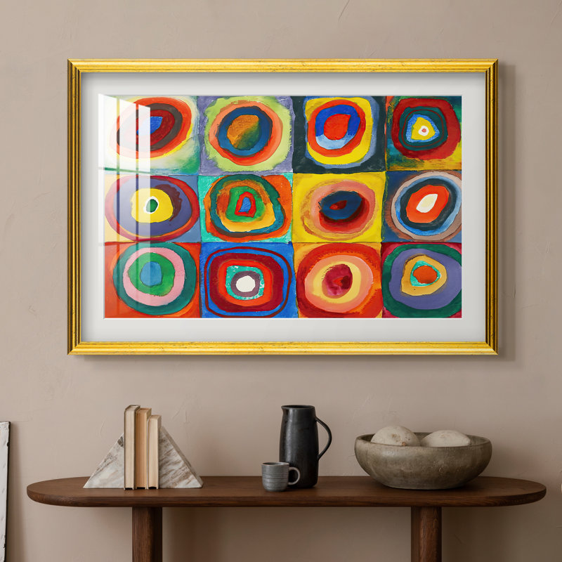 Étude des couleurs : Carrés à cercles concentriques, 1913 - Wassily Kandinsky - Encadré sous verre acrylique, grand format, idéal pour le salon.